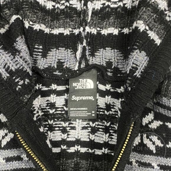 Supreme x The North Face Wool Fair Isle Full Zip Up Hooded Sweater FW22 Medium - Picture 2 of 11